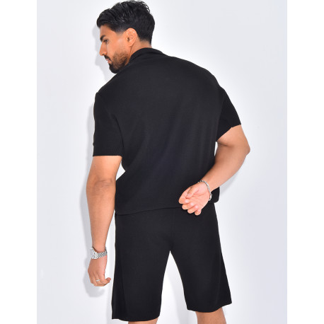 Ensemble nid d'abeille short et polo