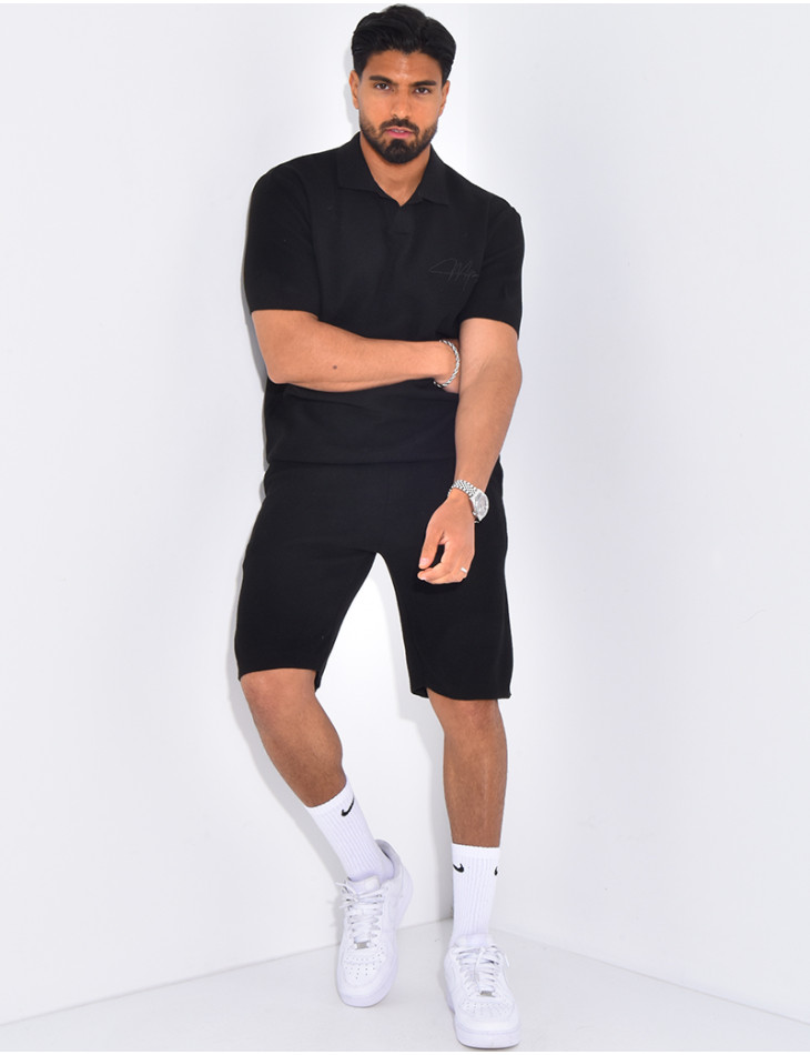 Ensemble nid d'abeille short et polo
