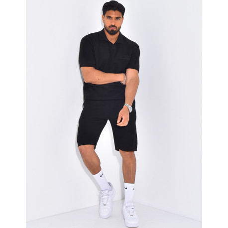 Ensemble nid d'abeille short et polo