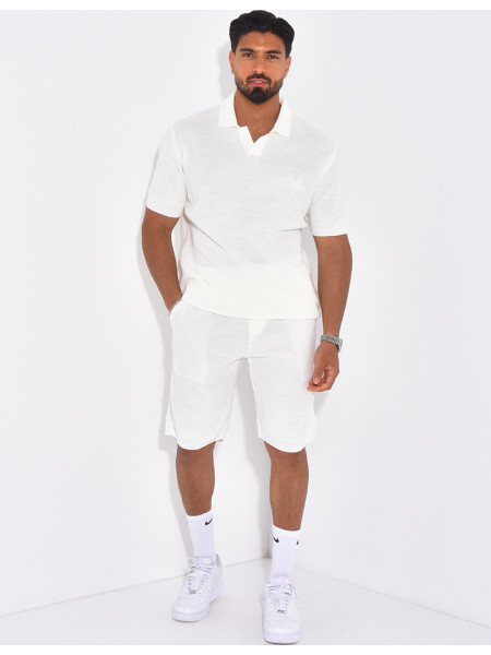 Ensemble nid d'abeille short et polo