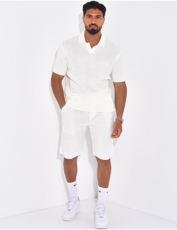 Ensemble nid d'abeille short et polo