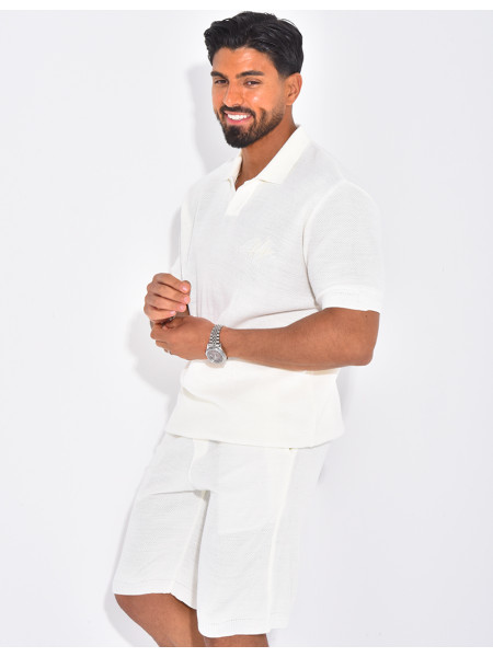 Ensemble nid d'abeille short et polo