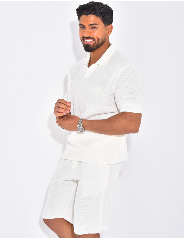 Ensemble nid d'abeille short et polo