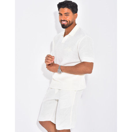 Ensemble nid d'abeille short et polo