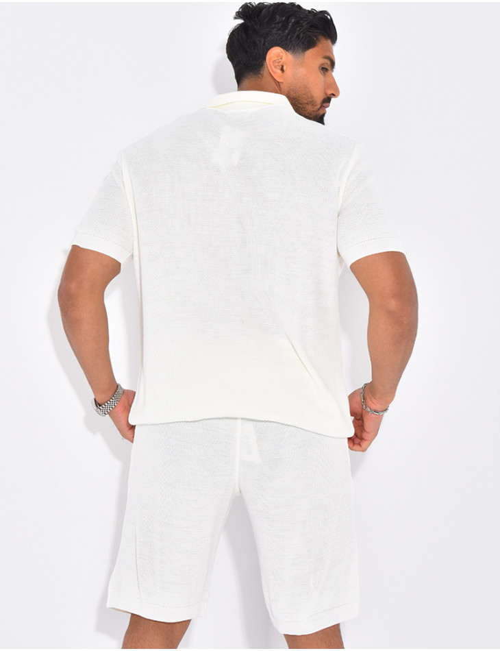 Ensemble nid d'abeille short et polo