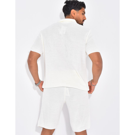 Ensemble nid d'abeille short et polo