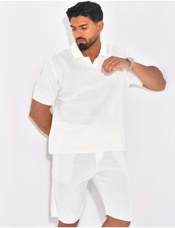 Ensemble nid d'abeille short et polo