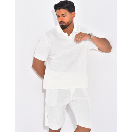 Ensemble nid d'abeille short et polo
