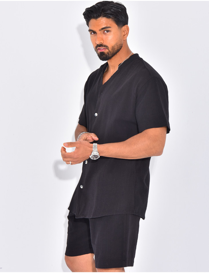 Ensemble en lin short et chemise manches courtes