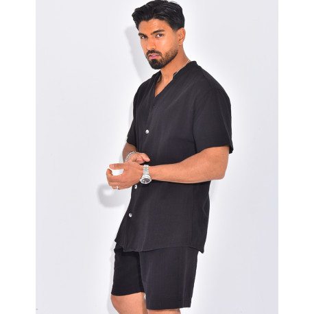 Ensemble en lin short et chemise manches courtes