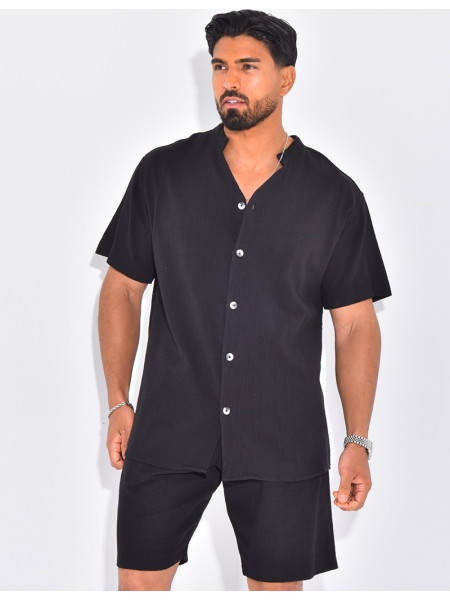 Ensemble en lin short et chemise manches courtes