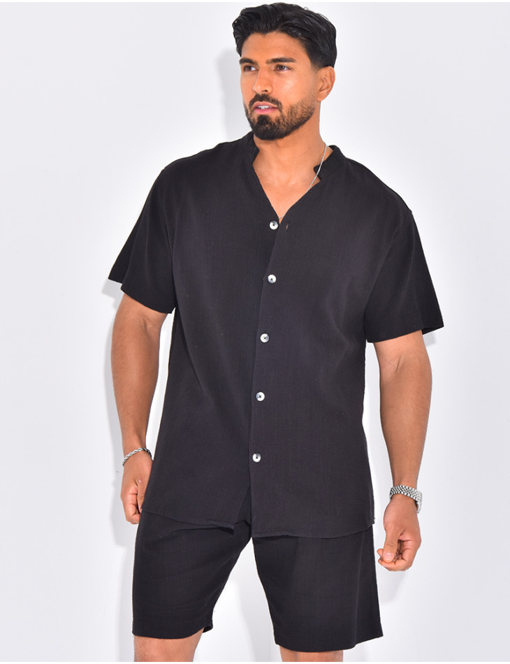Ensemble en lin short et chemise manches courtes