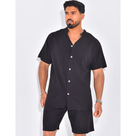 Ensemble en lin short et chemise manches courtes