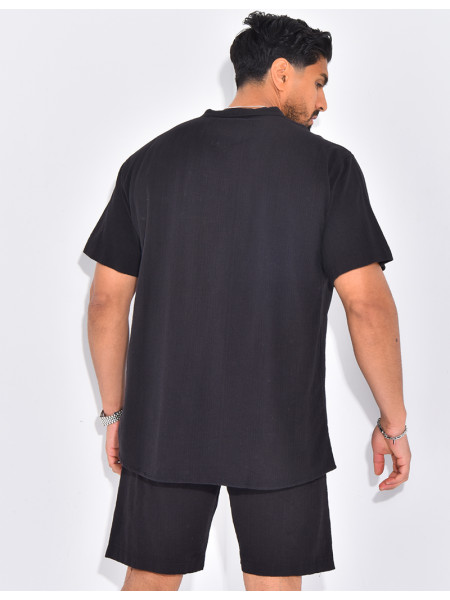 Ensemble en lin short et chemise manches courtes