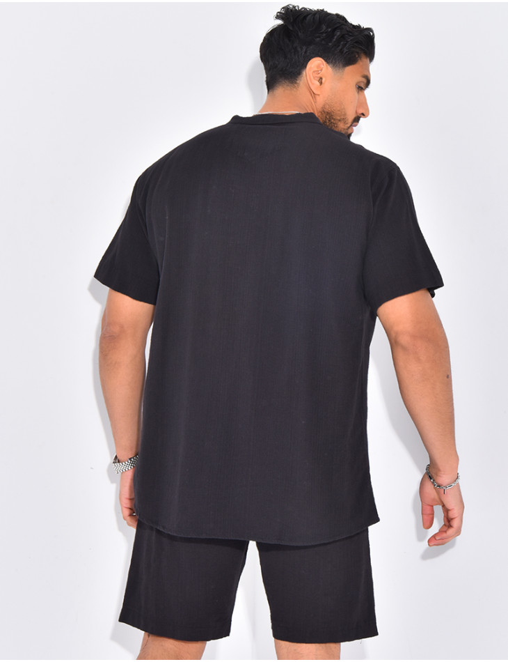 Ensemble en lin short et chemise manches courtes