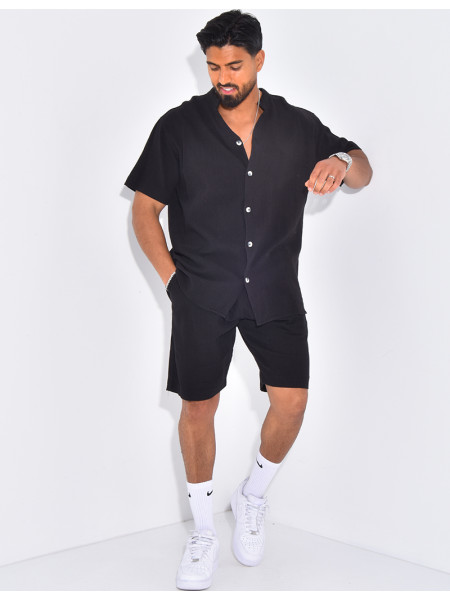 Ensemble en lin short et chemise manches courtes