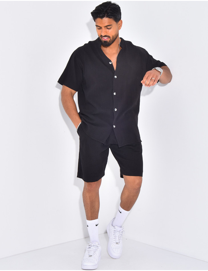 Ensemble en lin short et chemise manches courtes