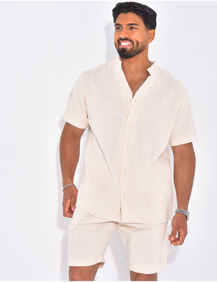 Ensemble en lin short et chemise manches courtes