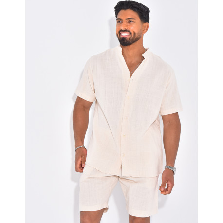 Ensemble en lin short et chemise manches courtes