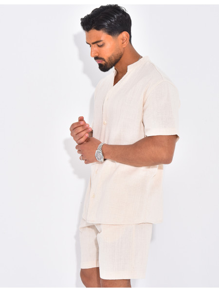 Ensemble en lin short et chemise manches courtes