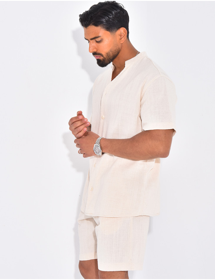 Ensemble en lin short et chemise manches courtes