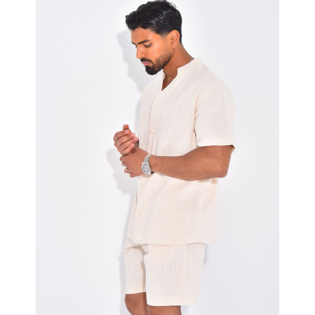 Ensemble en lin short et chemise manches courtes