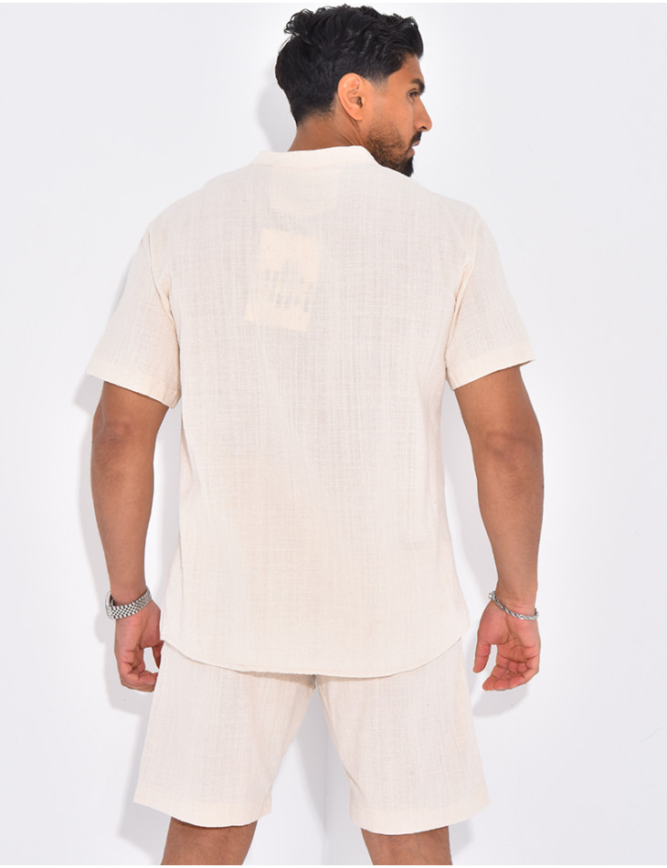 Ensemble en lin short et chemise manches courtes