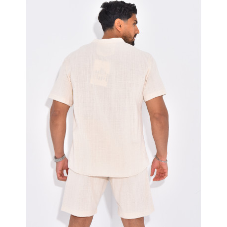 Ensemble en lin short et chemise manches courtes