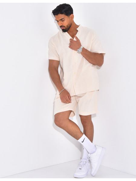 Ensemble en lin short et chemise manches courtes