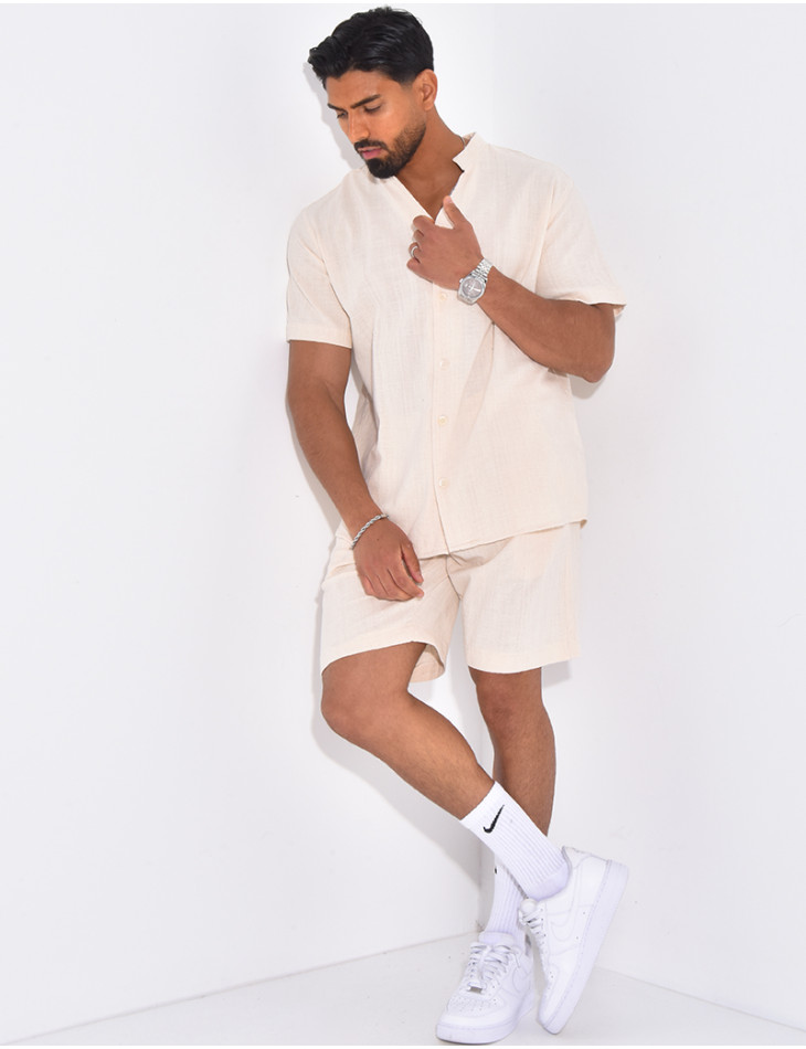 Ensemble en lin short et chemise manches courtes