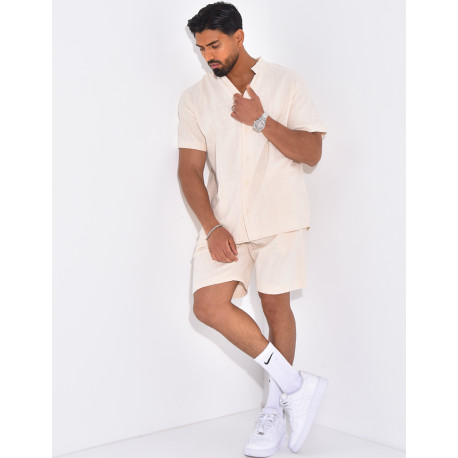 Ensemble en lin short et chemise manches courtes