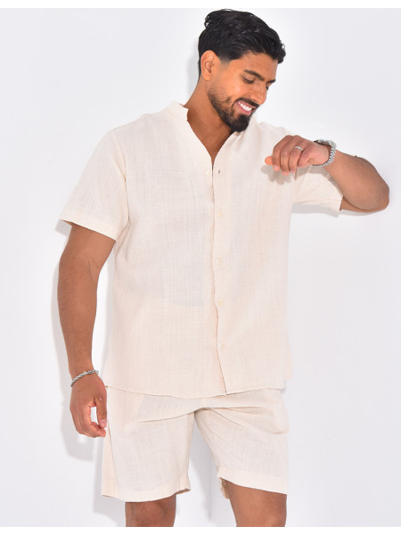 Ensemble en lin short et chemise manches courtes