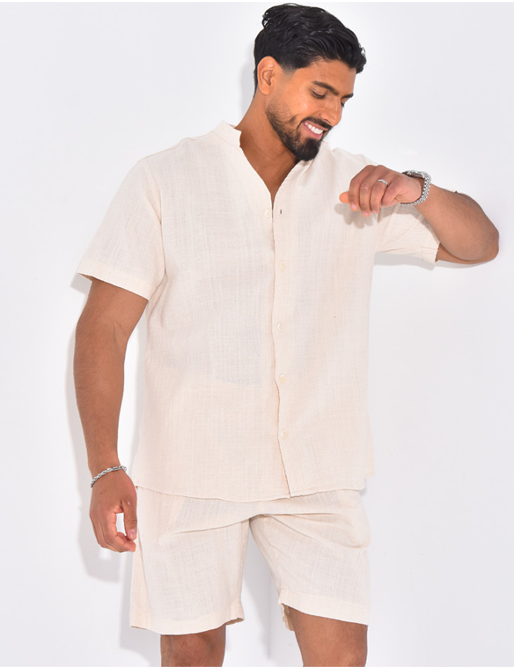 Ensemble en lin short et chemise manches courtes