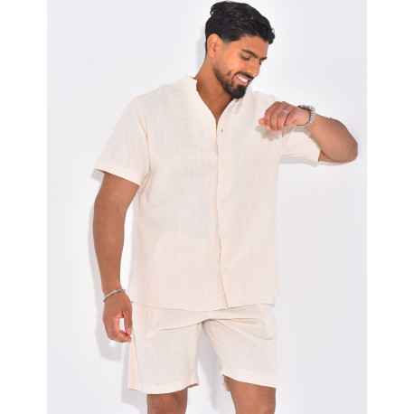 Ensemble en lin short et chemise manches courtes