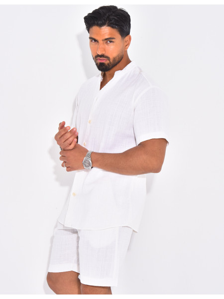 Ensemble en lin short et chemise manches courtes