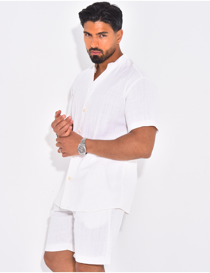 Ensemble en lin short et chemise manches courtes