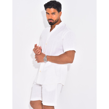 Ensemble en lin short et chemise manches courtes