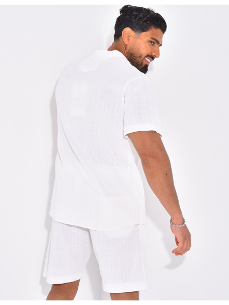 Ensemble en lin short et chemise manches courtes