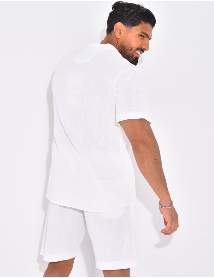 Ensemble en lin short et chemise manches courtes
