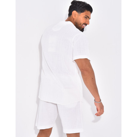 Ensemble en lin short et chemise manches courtes