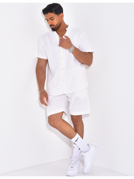 Ensemble en lin short et chemise manches courtes