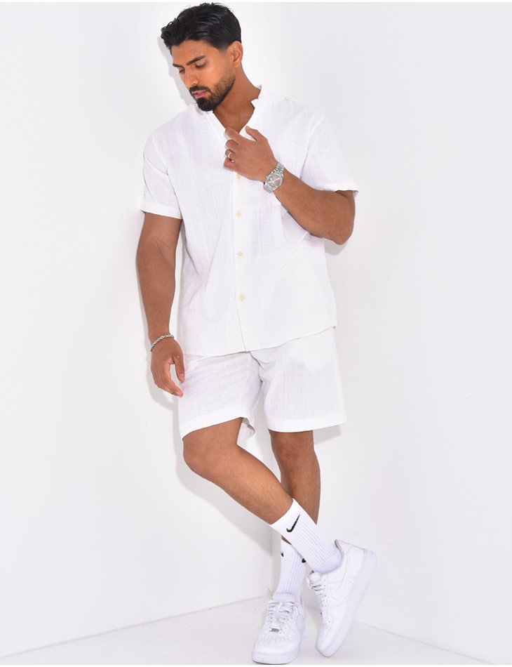 Ensemble en lin short et chemise manches courtes