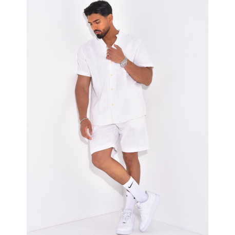 Ensemble en lin short et chemise manches courtes