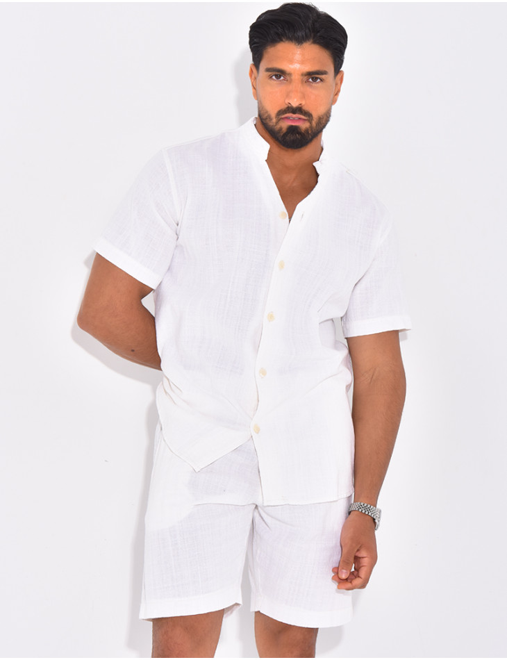 Ensemble en lin short et chemise manches courtes