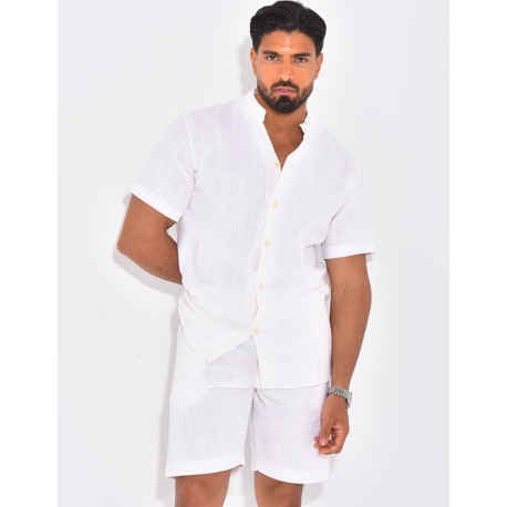 Ensemble en lin short et chemise manches courtes