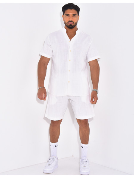 Ensemble en lin short et chemise manches courtes