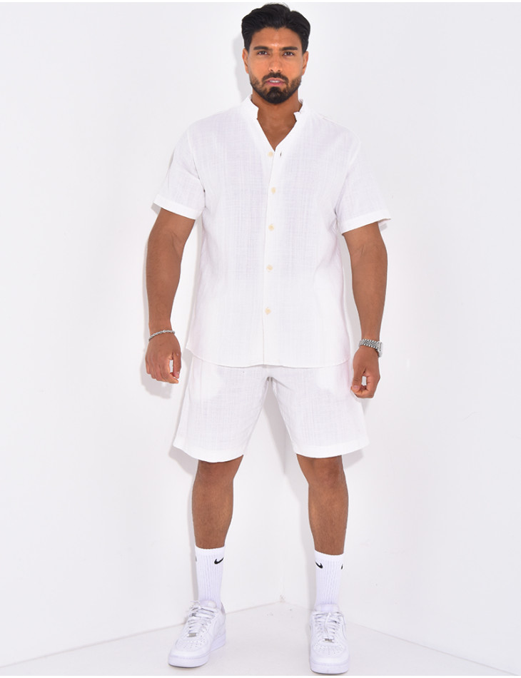 Ensemble en lin short et chemise manches courtes