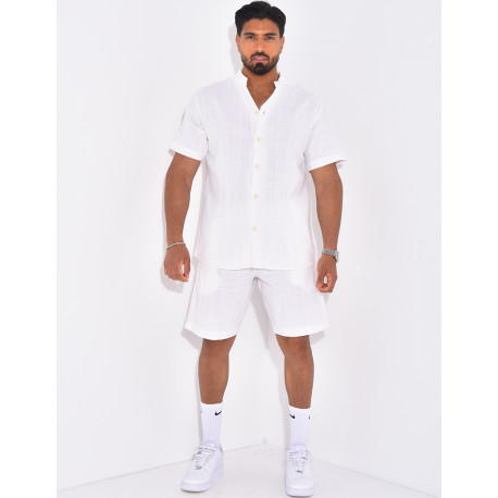 Ensemble en lin short et chemise manches courtes