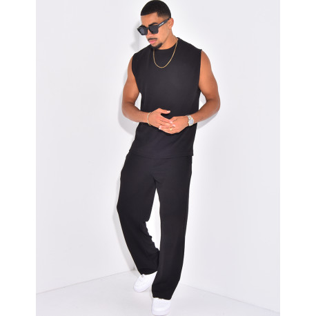 Ensemble plissé pantalon et t-shirt sans manches