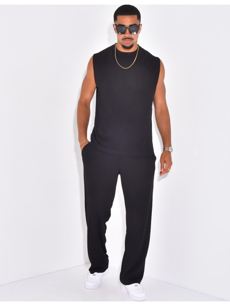 Ensemble plissé pantalon et t-shirt sans manches